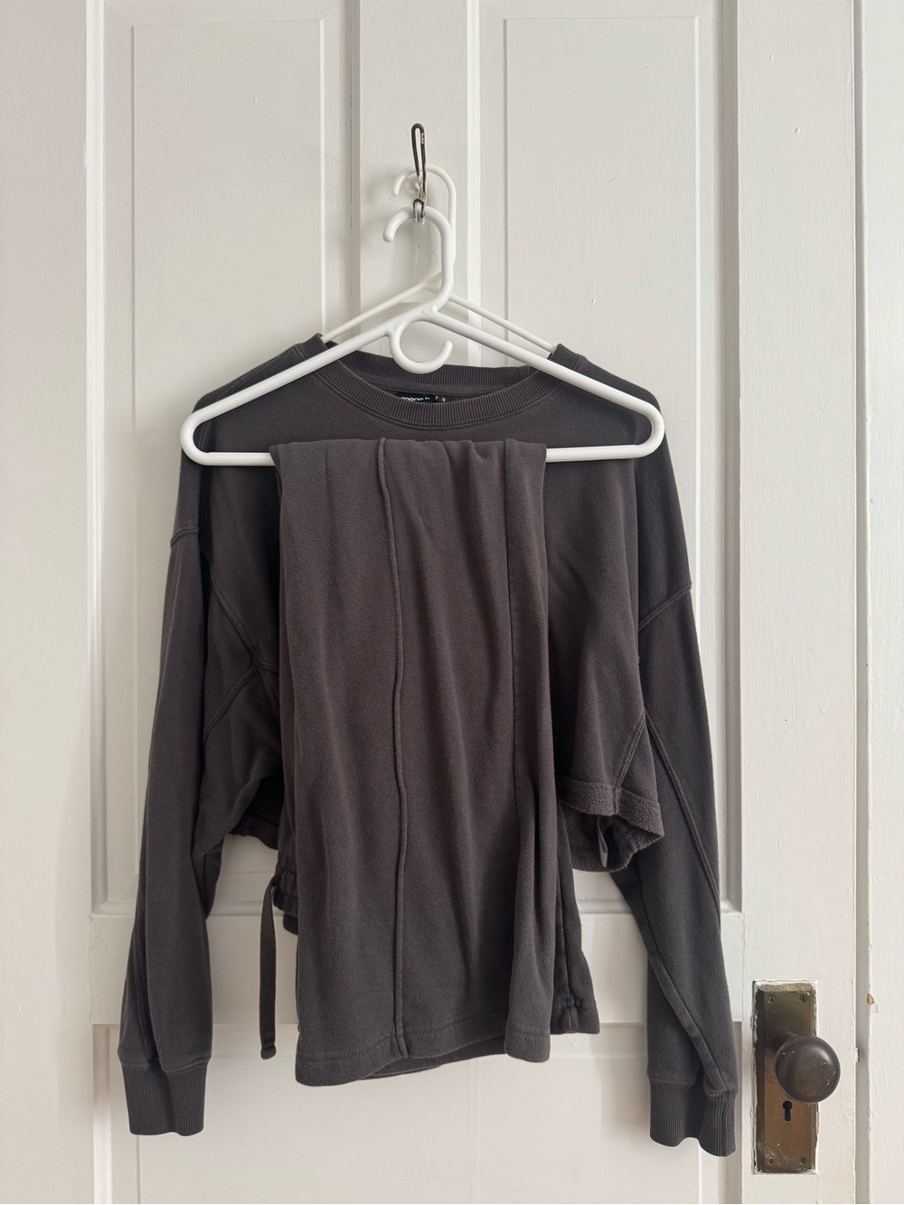 Mono B Charcoal Cropped Sweatshirt and sweatpant set